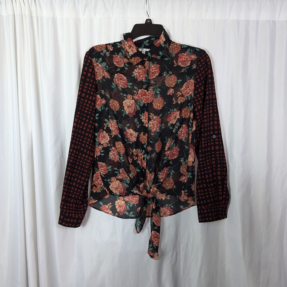Sheer Mixed Pattern Blouse